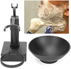 Shaving Brush Holder, Black Stainless Steel Shaving Brush Razor Stand with Soap Bowl Set Razor Holder Stand for Men boyfriend Husband Lover