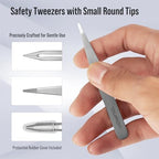 DUROX Round Tip Tweezers for Women Facial Hair, Blunt Tip Tweezers for Chin Hair & Eyebrow Removal, Precision Rounded Tweezers for Hair Removal, Stainless Steel, Round Tweezers for Eyebrows
