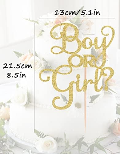 Boy or Girl Cake Topper - Gold Glitter Baby boy or girl Gender Reveal Party Cake decorations Supplies, for Baby Shower/ 1st Birthday Party/Baby Party Photo Booth Props