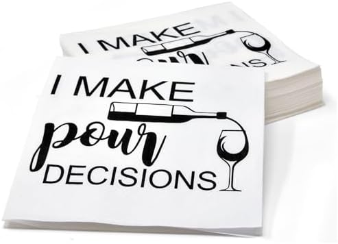 Gift Boutique 100 Pcs I Make Pour Choices Cocktail Beverage Napkins Disposable Funny Paper Dessert Napkin for Wine Bar Birthday Party Supplies