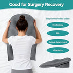 Face Down Recovery Pillow for Eye/BBL Surgery - Prone Massage Headrest with Adjustable Airflow, Plush Velvet Cover, Retinal Vitrectomy Equipment (Grey, Large, Removable Base Cover)