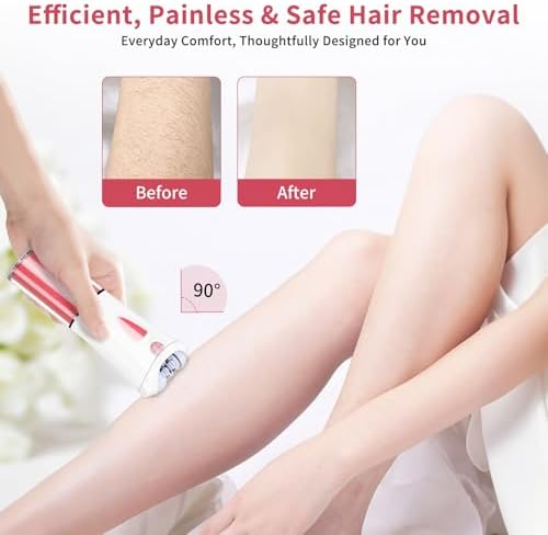 Epilator for Women Facial Hair Removal, Smooth Glide Electric Epilator with LED Light, Rechargeable Electric Hair Remover for Face, Bikini, Arms & Legs, Women's Electric Tweezers for Facial Use