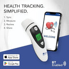 Zewa Infrared Thermometer | Professional Accuracy | Forehead & Ear Non-Touch Measurement | Bluetooth 4.0 | Android & iOS Compatible | Fever Alarm | Free MyHealthConnected App