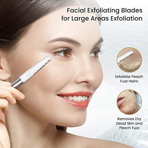 Dermaplaning Tool for Face Exfoliation, with 20 Replaceable Blades, Facial Shaver/Eyebrow Razor, Peach Fuzz Removal Eyebrow Shaper for Women, Easy to Use Dermaplaner Help Exfoliate and Smooth Skin