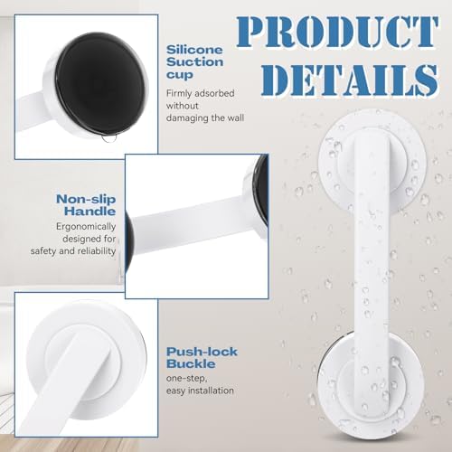 Geelin Burbell 8 Pack Grab Bars for Bathtubs and Showers Shower Handles with Strong Suction Cups 7.5 Inch Heavy Duty Safety Bars for Seniors Elderly Tub Handicap Handrails for Bathroom Assist
