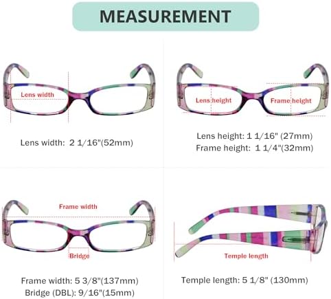Eyekepper 4 Pairs Reading Glasses for Women Reading Striped Pattern Stylish Reading Eyeglasses