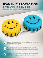 SPORTS WORLD VISION Seasonal Fun Contact Lens Cases Smily Cute Screw Top Travel Storage Contact Lens Box L/R Eyes Holder Container, Outdoor Mini Contact Lens Storage case, 3 Cases in Same Style