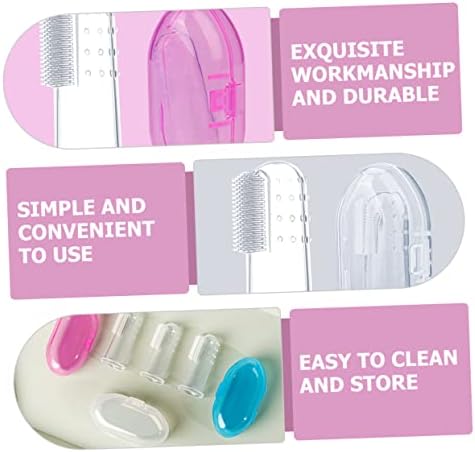 9pcs Finger Toothbrush Food-Grade Silicone Oral Cleaning Brush for Gentle Double-Sided Design for Teeth Tongue Cleaning Travel Storage Box Included