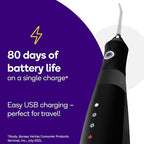 BURST Electric Water Flosser for Teeth Cleaning (3 Modes/White) | Cordless | Plaque Removal Between Braces & Dental Work | Portable Floss | Refillable 110mL Tank
