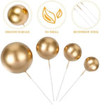 Amosfun 20Pcs Mini Balloons Cake Topper Foam Ball Cupcake Topper Cake Picks Baking Decoration for Wedding Anniversary Valentines Day Birthday Party(Golden)