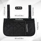 2 Pack Wheelchair Side Bag, Walker Bag with Cup Holder Waterproof Wheelchair Armrest Pouch, Storage Organizer Bags Wheel Chair Pouch Side Pocket for Most Seniors Wheelchairs