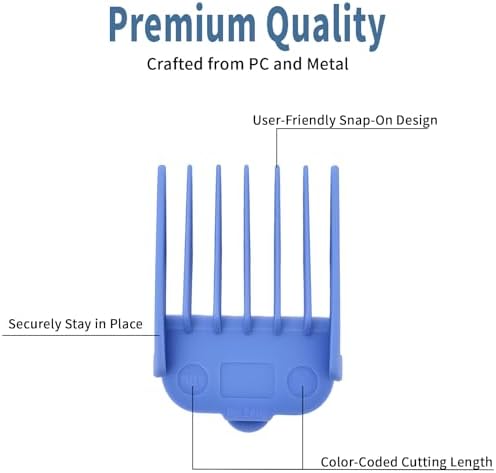 10 Pcs Color-Coded Hair Clipper Guards Cutting Guide Combs for Wahl and Surker Hair Clippers – Cutting Lengths from 1/16" to 1" (1.5mm to 25mm)