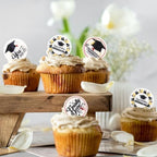 40PCS Edible 2026 Graduation Cupcake Toppers Congratulations Graduate 2026 You Did it Cupcake Picks Finally Done Drink Topper for Graduation Theme Bachelor Master Doctor Graduate Party Supplies
