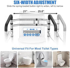 Toilet Safety Rails, Stainless Steel Adjustable Toilet Frame with Soft Handles&Tissue Holder, 380LBS Foldable Detachable Toilet Safety Frame for Elderly, Seniors, Handicap & Disabled