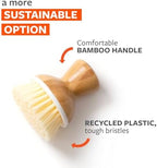 Full Circle Bubble Up Bamboo Dish Brush – Family Safe, Formaldehyde-Free – Ergonomic Palm Scrubber with Handle for Kitchen Cleaning, Dish Scrub Brush for Nonstick, Cast Iron & Sink, White
