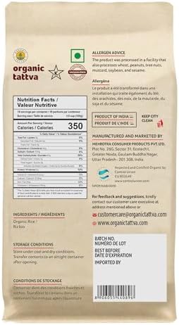 Organic Tattva White Rice Flour (4 lbs) - Indian Organic Rice Flour - Natural Plant Based - Vegan - Kosher - No Additives - Gluten Free - USDA Certified