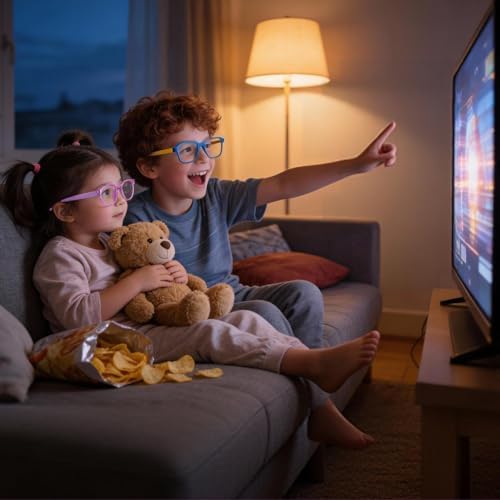 Ultra-Light Blue Light Blocking Glasses with Case for Kids and Teens,Anti Eyestrain &UV400