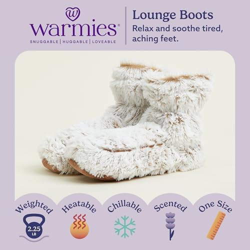 warmies Microwaveable House Slipper Boots for Women - Womens Shoe Sizes 6-10 - Comfy, Soft & Fuzzy Indoor Bootie Slipper with Backs & Memory Foam Soles - Cozy Warm Slip On Boots