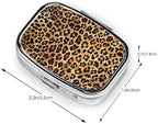 Cheetah Leopard Brown Print Square Metal Pill Box with 2 Compartment for Pocket or Purse Travel Bag Small Size 2.2 inche