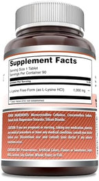 Amazing Formulas L-Lysine 1000mg Amino Acid Tablets Supplement | Non-GMO | Gluten Free | Made in USA (90 Count)