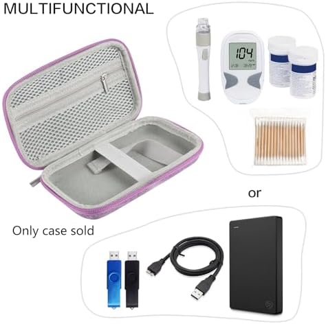 Diabetes Travel Case EVA Hard Shell Diabetic Supplies Bag Organizer for Blood Sugar Testing Kit, Glucose Monitor Kit with Meter, Glucose Test Strips, Lancets, Lancing Device, Alcohol Wipe (Purple)