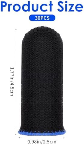 30 Pcs Gaming Finger Sleeves Light Fiber Thumb Protector Breathable Smooth Feel Protector Wrap Durable Anti Sweat Extremely Thin Support Covers for Devices Touchscreen Game Play (Black)