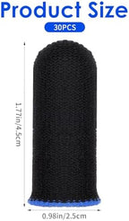 30 Pcs Gaming Finger Sleeves Light Fiber Thumb Protector Breathable Smooth Feel Protector Wrap Durable Anti Sweat Extremely Thin Support Covers for Devices Touchscreen Game Play (Black)
