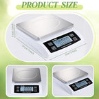 Copkim Large Digital Kitchen Scale 66LB 30kg Commercial Food Scale Stainless Bread Scale with LCD Display Commercial Weighing Devices for Baking Cooking(Silver)