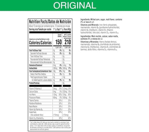 Kellogg's Corn Flakes Breakfast Cereal, Kids Cereal, Family Breakfast, Family Size, Original, 18oz Box (1 Box)