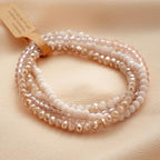 Boho Crystal Bracelet Set of 4pcs/set,4mm Beads Stackable Layering Stretch Bracelets for Women, Friendship Gifts