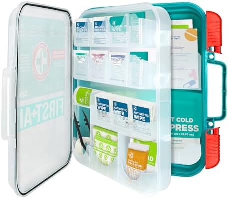 Be Smart Get Prepared First Aid Kit, Teal, 326 Piece, Exceeds OSHA and ANSI Guidelines 100 People - Office, Home, Car, School, Emergency, Survival, Camping, Hunting and Sports