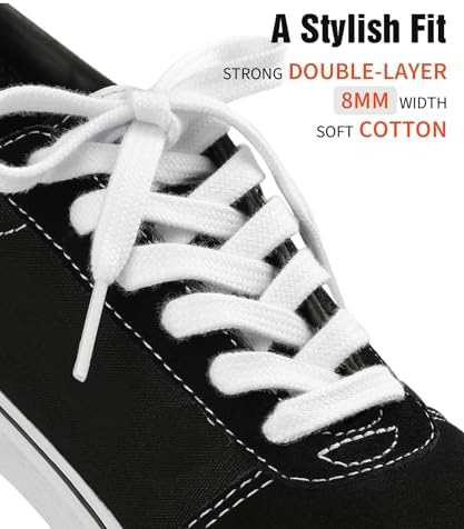 Handshop 2 Pairs Flat Athletic Shoelaces 5/16" in 40"-63" Wide Sneaker Replacement Shoe Laces