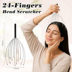 Hoolerry 24 Sets Massage Gifts Head Massager Back Scratcher Fingers Head Scratcher Manual Scalp Massager Valentine's Day for Body Home Office Spa Stress Relief Relaxation Women Men(Black)