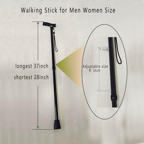 Cane for Men, T-Shaped Handle, and Anti Slip Foot Pad Suitable for Everyone's Canes， Canes for Women(Telescopic)