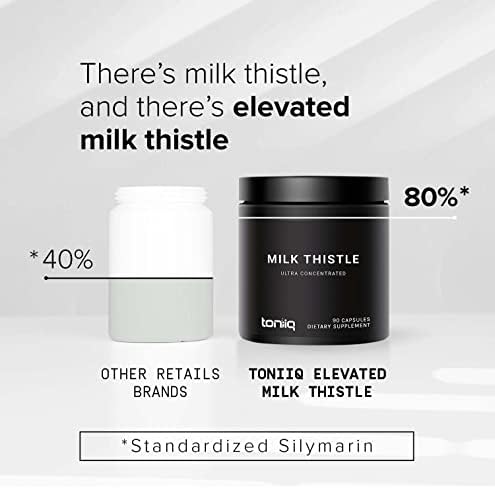Toniiq Milk Thistle - Ultra High Potency 50:1 Extract with 80% Silymarin - Highly Concentrated - Third-Party Lab Tested - 90 Capsules
