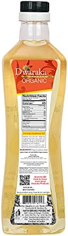 Dwaraka Organic - Cold Pressed Sunflower Oil, 1L, 33 Fl Oz, Healthy, Organic, Non GMO, All Natural