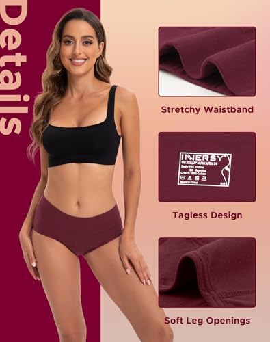 INNERSY Period Underwear for Women High Waisted Leak-Proof Postpartum Menstrual Panties 3-Pack