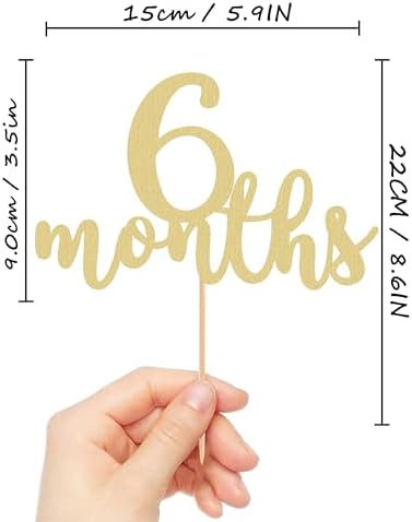 6 Months Cake Topper - Golden Glitter 1/2 Birthday Cake Decorations, Perfect for Baby Shower/Gender Reveal Party/Baby Party Photo Booth Props(6 Months Sign)