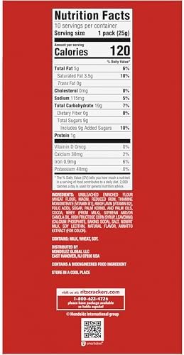 RITZ Drizzled Minis Fudge Crackers, Bulk Lunch Snacks for Kids and Adults, 10-0.9 oz Snack Packs