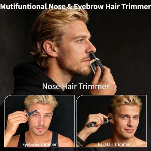 Yunmiss LED Display Eyebrow & Nose Hair Trimmer Clipper for Men Women,2026 Rechargeable 2 in 1 Painless Ear & Facial Hair Trimmer with Powerful Motor and Dual-Edge Blades Easy Cleansing (Black)