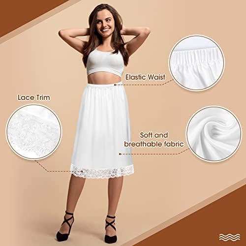 Zhanmai 3 Pieces Half Slips for Under Dresses Skirt Extenders Skirt Womens Half Slip Satin Anti Static Lace Long Underskirt