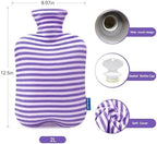 Hot Water Bottle with Soft Cover, 2L Hot Water Bag for Menstrual Cramps, Neck and Shoulder Pain Relief, Hot and Cold Therapies, Hand Feet Warmer, Light Purple