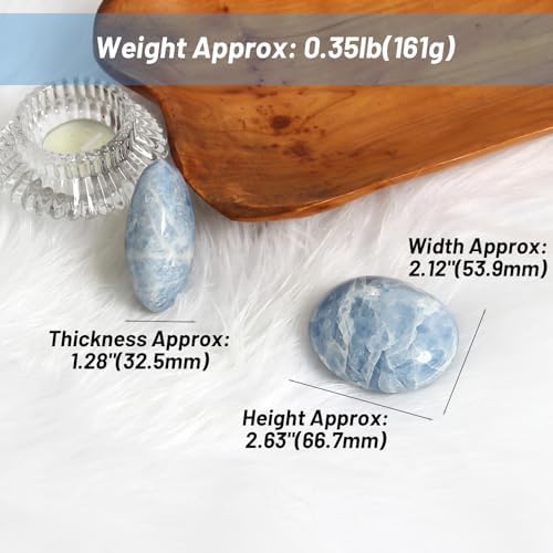 Celestite Palm Stone-2 Pc Celestite Pocket Energy Stones, Smooth Healing Crystal Worry Stone