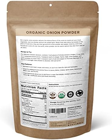 SPICY ORGANIC Onion Powder – 16 oz. – Certified USDA Organic - Non-GMO - White Onion Powder Seasoning for Dressings, Dips, Casseroles, Meat, Poultry, Baking, Sauces, Gravies, and Flavoring for Snacks