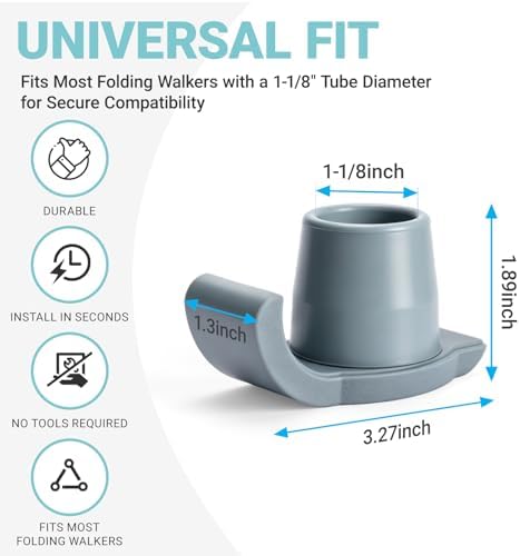 4 Pack Walker Skis Glides for Folding Walkers Universal Walker Accessories for Senior Folding Mobility Aids Heavy Duty Replacement Walkers Tips Smooth Glide on All Surfaces