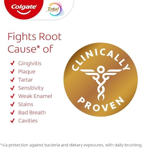 Colgate Total Active Prevention Whitening Gel Toothpaste with Fluoride, Bulk with Clinically Proven Formula That Fights Plaque Bacteria, Mint, 4 Pack, 5.1 oz