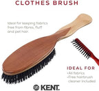 Kent CS1B Clothes Brush, Fabric Lint Remover for Cotton, Wool, Suede and Silk, Pure Black Bristles Handcrafted Two Tone Cherrywood Veneer Remover for Dust, Fluff and pet Hair. Made in England