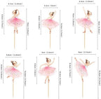 24PCS Ballerina Cupcake Topper Kit, Ballet Tutu Dancer with Slipper Picks for Little Girls Birthday, Baby Shower, Wedding Party Decorations（Pink）
