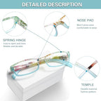 Kerecsen Reading Glasses 5 Pairs Fashion Ladies Readers Spring Hinge with Pattern Print Eyeglasses for Women (Mix Color -8, 1.50)
