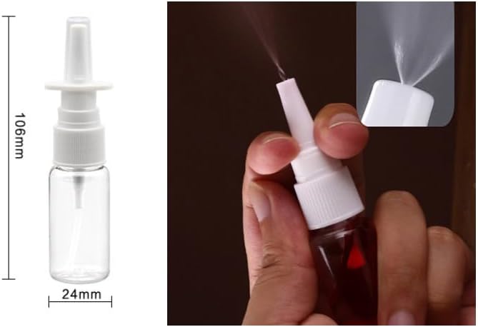 6 PCS 15ml(0.51oz) Plastic Nasal Bottles Portable Empty Refillable Fine Mist Atomizers Mist Nasal Spray Bottles Sprayer Jar Pot Container for Perfumes Essential Oils Saline Water Applications